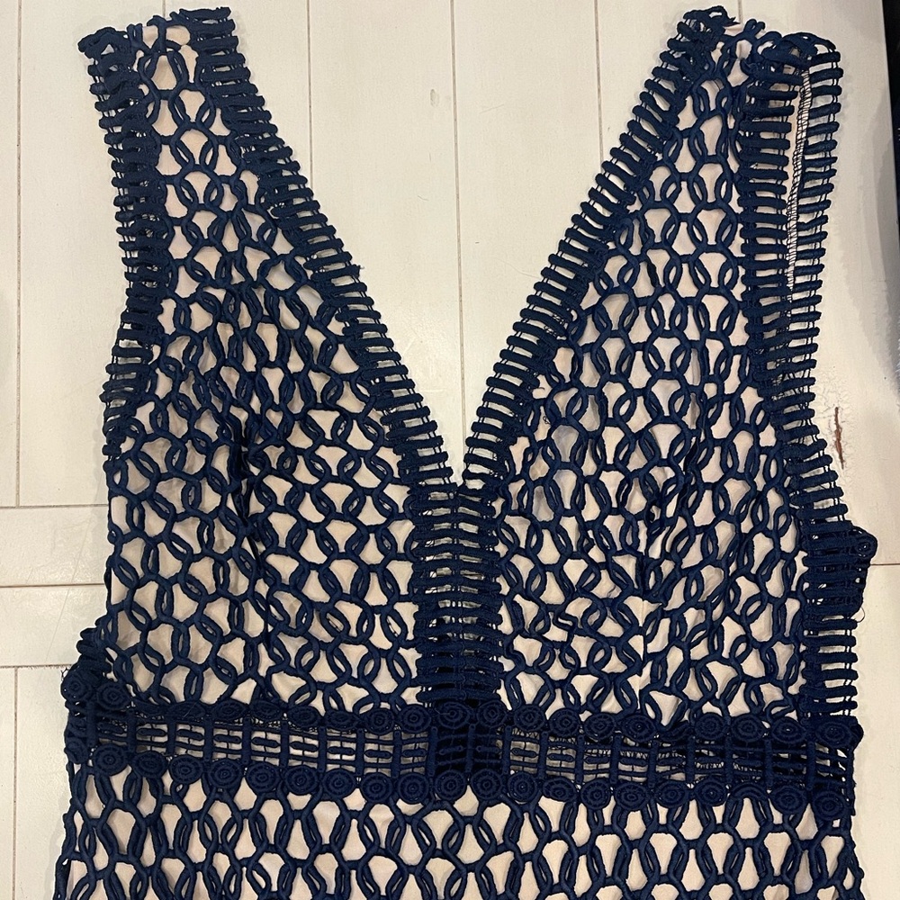 Navy and Cream Dress! Perfect Wedding attire!